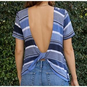 NWT C&C California Blue Striped Open Back Oversized Jersey Top